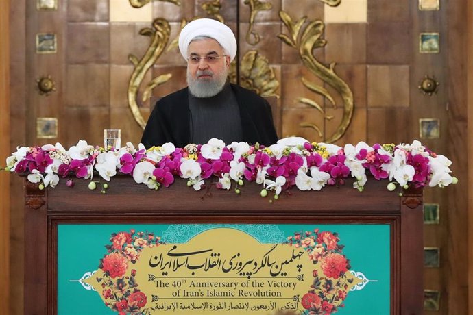El presidente de Irán en uno de los actos por el cuadragésimo aniversario de la 