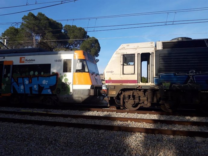 Retirada de trens després de l'accident de Castellgalí (Barcelona)