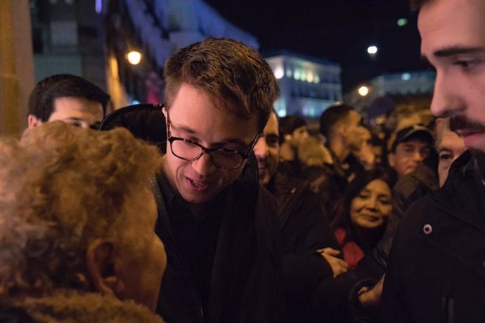 El candidado de Podemos a la Comunidad, Íñigo Errejón, en Sol