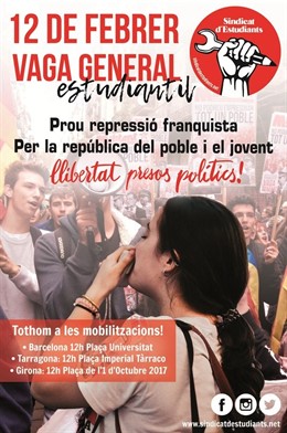 Cartel de la huelga de estudiantes convocada por el Sindicat d'Estudiants