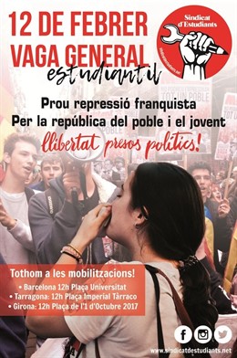 Cartell de la vaga d'estudiants convocada pel Sindicat d'Estudiants