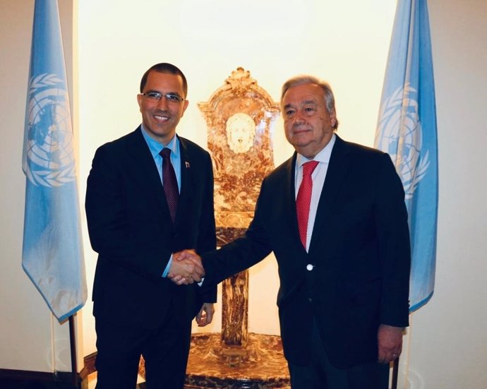 Jorge Arreaza se reúne con el secregario general de la ONU, António Guterres