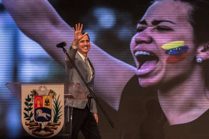 Juan Guaido en un discurso en Caracas