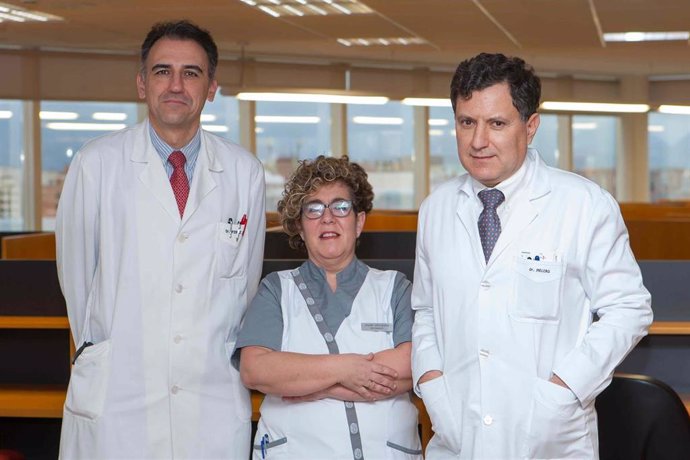 La enfermera Iosune Goicoechea y los doctores Ignacio Melero y José Luis Pérez-G