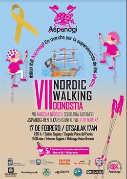 Cartel de la VII edición de la marcha nórdica solidaria de Aspanogi en San Sebas