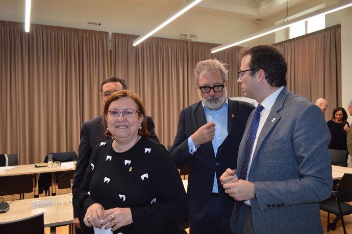 Rosa Maria Perelló juntament amb Ramon Farré, Flix Larrosa i Marc Solsona