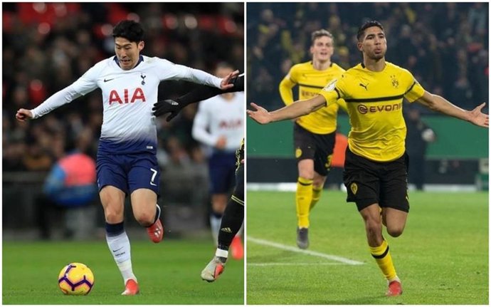 Heung-Min Son (Tottenham) y Achraf (Borussia Dortmund)
