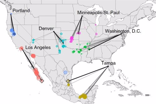Movimiento al sur en el clima de las ciudades de Estados Unidos
