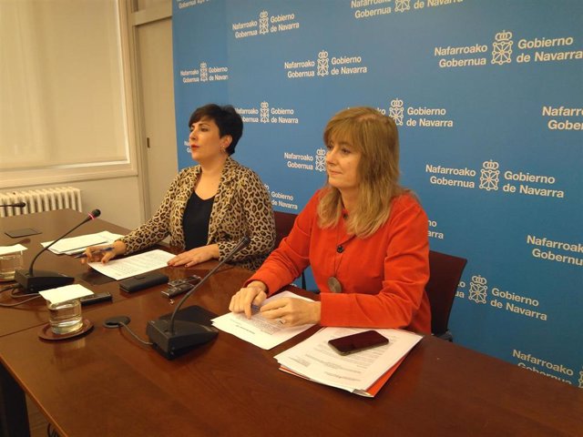 María Solana y Ana Ollo en la rueda de prensa posterior a la sesión de Gobierno