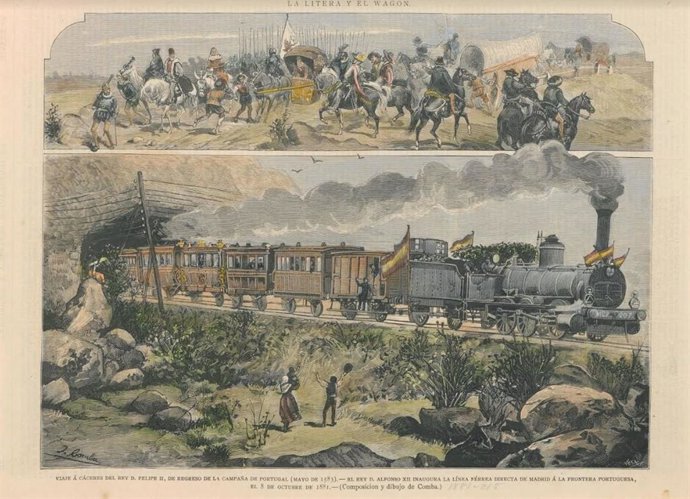 Uno de los documentos sobre la inauguración del tren Madrid-Lisboa por Cáceres