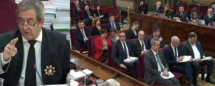 Muntatge fotogrfic del fiscal Javier Zaragoza i els líders independentistes
