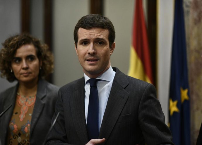 Pablo Casado ofrece una rueda de prensa tras tumbarse en el Congreso el proyecto