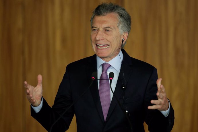 Argentina's President Mauricio Macri speaks during a meeting with Brazil's Presi