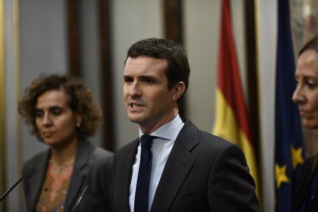 Pablo Casado ofrece una rueda de prensa tras tumbarse en el Congreso el proyecto