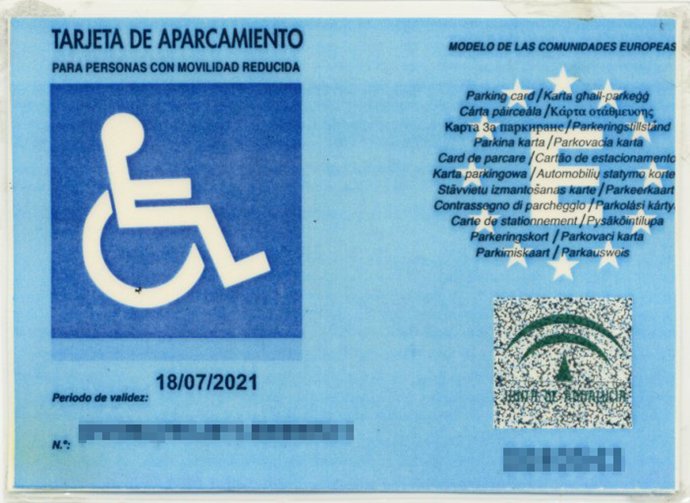 Tarjeta personas con movilidad reducida PMR málaga ciudad discapacidad