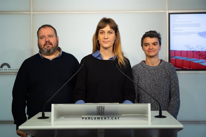 Roda de premsa de Catalunya en Comú Podem després de la convocatria del Govern