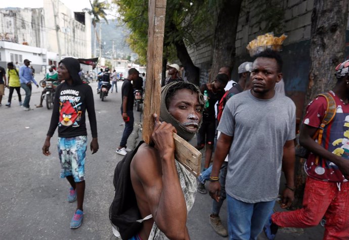 Manifestantes en las protestas del miércoles contra el Gobierno de Haití