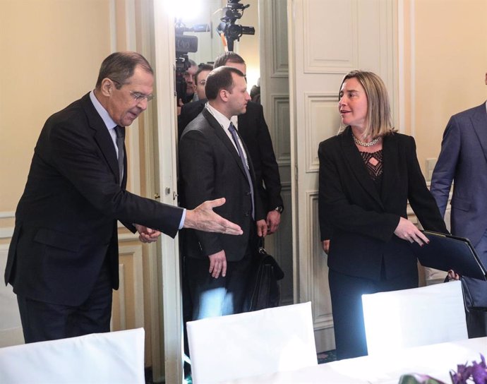 Sergei Lavrov y Federica Mogherini en Múnich