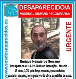 Buscan a un hombre de 49 años de Beniaján desaparecido desde el jueves