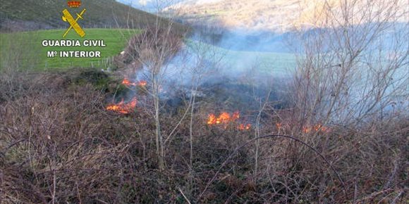 8. La Guardia Civil sorprende a un hombre cuando prendía fuego en el monte Saja