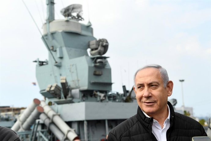 El primer ministro israelí, Benjamin Netanyahu, en la Base Naval de Haifa