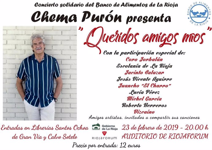 Cartel del concierto de Chema Purón 'Queridos amigos míos'