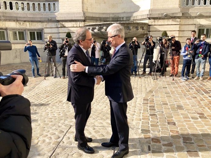 El presidente de la Generalitat, Quim Torra y el presidente de Flandes, Geert Bo