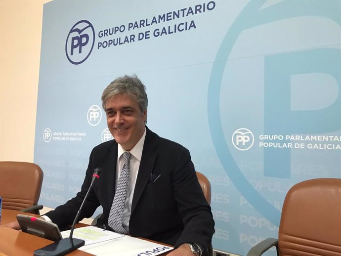 Pedro Puy, portavoz parlamentario del PPdeG, en rueda de prensa este lunes