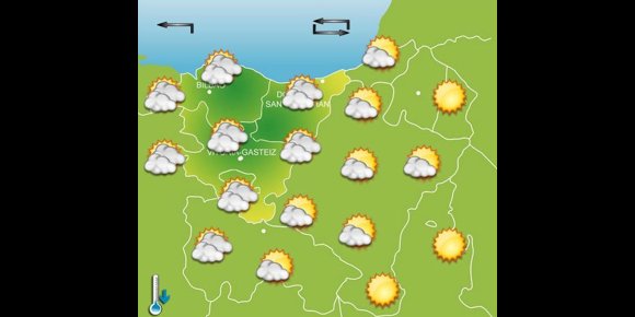 1. El martes comenzará en Euskadi con abundante nubosidad y bajada de las temperaturas diurnas