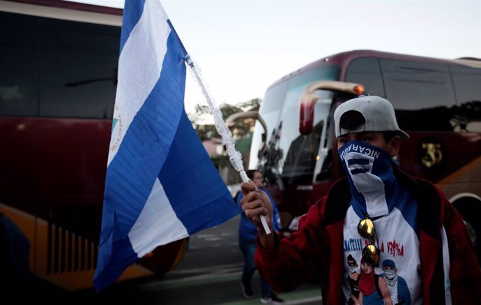 A Nicaraguan expat living in Costa Rica takes part in the "Caravan for Liberty a