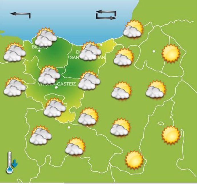 El martes comenzará en Euskadi con abundante nubosidad y bajada de las temperatu