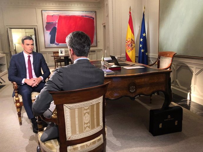 El presidente del Gobierno Pedro Sánchez en una entrevista para el Telediario de