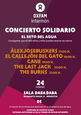 Oxfam Intermón celebra este domingo en San Sebastián su tercer concierto solidar