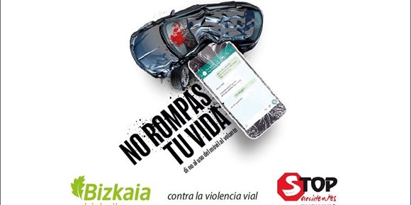 7. Los autobuses y marquesinas de Bizkaibus mostrarán carteles para prevenir el uso del móvil al volante