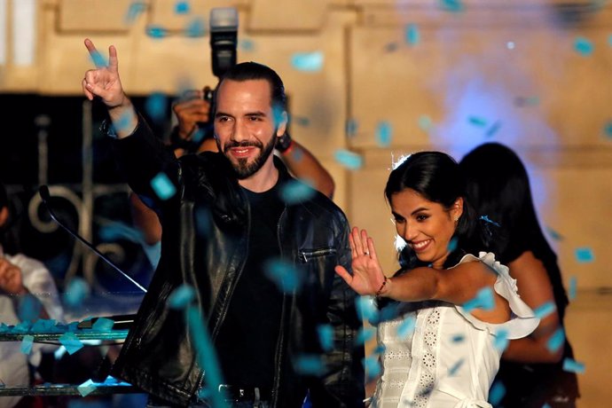Presidential candidate Nayib Bukele of the Great National Alliance (GANA) and hi