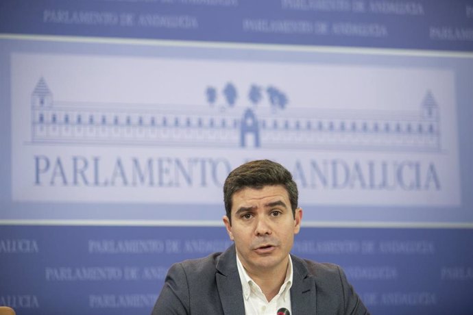 El portavoz parlamentario de Cs, Sergio Romero, en rueda de prensa