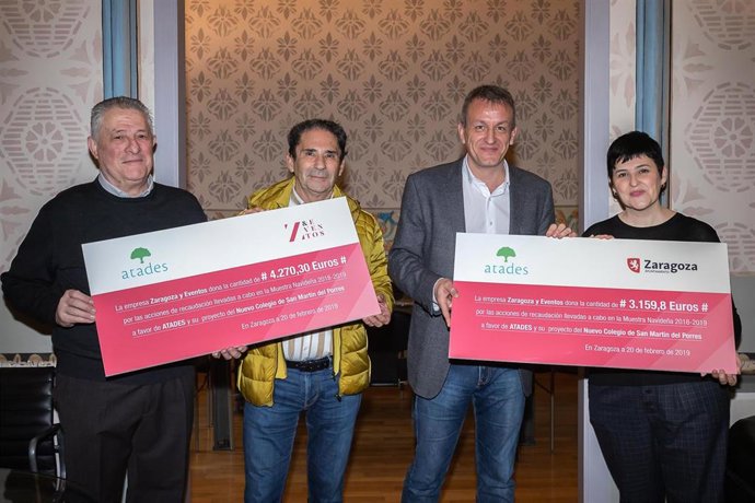 El Ayuntamiento y la empresa Zaragoza y Eventos entregan a Atades la recaudación