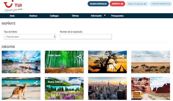 TUI lanza 'Inspírate' para viajar a los destinos antes de reservarlos