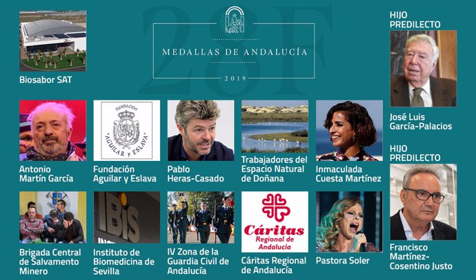 Hijos Predilectos y Medallas de Andalucía en 2019