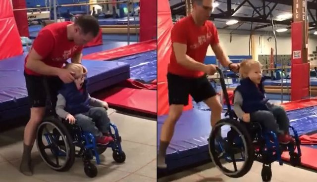 Un gimnasio inclusivo permite a niños como Wyatt, con espina bífida, saltar en l