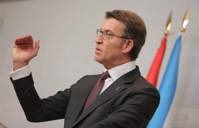 El presidente de la Xunta, Alberto Núñez Feijóo, en rueda de prensa
