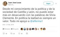 Juan José Lucas muestra su desacuerdo con Silvia Clemente y apoya a Fernández Mañueco