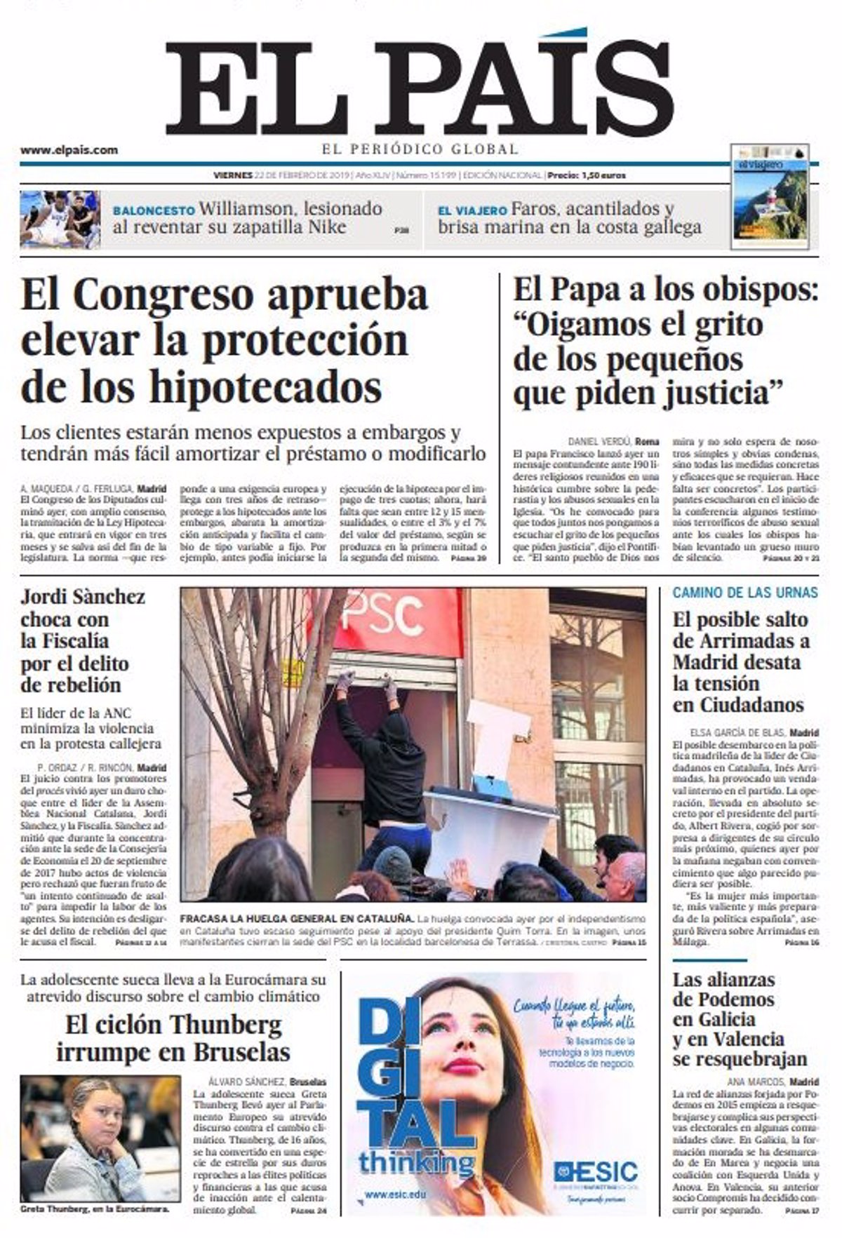 Generalizar Alegaciones Formación Las portadas de los periódicos del viernes 22 de febrero de 2019