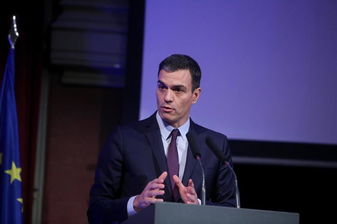 El presidente del Gobierno, Pedro Sánchez, interviene en el homenaje a Francisco