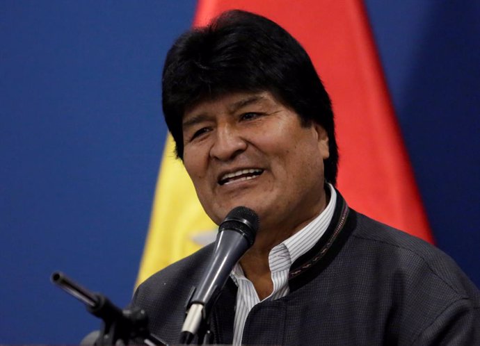 Bolivia's President Evo Morales speaks during a news conference at the president