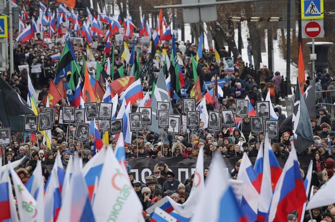 Manifestación en el aniversario del asesinato del opositor Boris Nemtsov