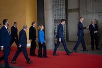 Torra y sus consellers dejan la comitiva antes de llegar al estand de España en el Mobile World Congress