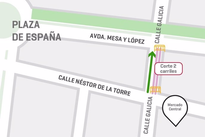 La calle Galicia cerrará al tráfico general el tramo que une Néstor de la Torre 