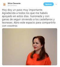 Silvia Clemente vuelve a Twitter con un nuevo perfil identificado con Ciudadanos