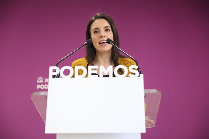Declaraciones de la portavoz de Unidos Podemos en el Congreso, Irene Montero, tr